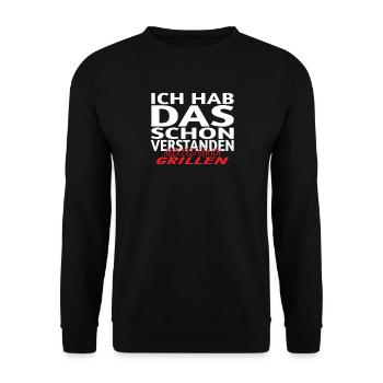 Grillen und Camper Geschenkidee - Unisex Pullover - Schwarz - Vorne - Alina (178cm) & Michal (187cm)