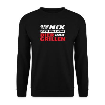 Grillen und Camper Geschenkidee - Unisex Pullover - Schwarz - Vorne - Alina (178cm) & Michal (187cm)