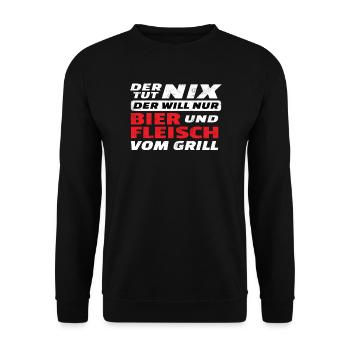 Grillen und Camper Geschenkidee - Unisex Pullover - Schwarz - Vorne - Alina (178cm) & Michal (187cm)