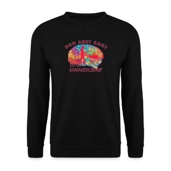 Grillen und Camper Geschenkidee - Unisex Pullover - Schwarz - Vorne - Alina (178cm) & Michal (187cm)