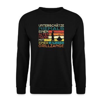 Grillen und Camper Geschenkidee - Unisex Pullover - Schwarz - Vorne - Alina (178cm) & Michal (187cm)