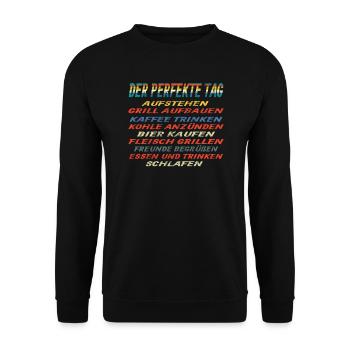 Grillen und Camper Geschenkidee - Unisex Pullover - Schwarz - Vorne - Alina (178cm) & Michal (187cm)