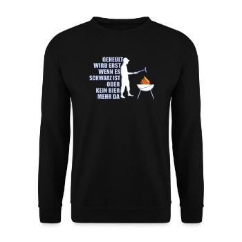 Grillen und Camper Geschenkidee - Unisex Pullover - Schwarz - Vorne - Alina (178cm) & Michal (187cm)