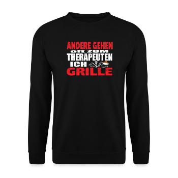 Grillen und Camper Geschenkidee - Unisex Pullover - Schwarz - Vorne - Alina (178cm) & Michal (187cm)