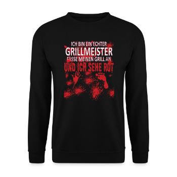 Grillen und Camper Geschenkidee - Unisex Pullover - Schwarz - Vorne - Alina (178cm) & Michal (187cm)