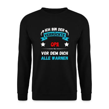 Ich bin der verrückte Opa - Design - Unisex Pullover - Schwarz - Vorne - Alina (178cm) & Michal (187cm)
