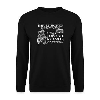 Fußballzubehör Geschenkidee Fußballfan - Unisex Pullover - Schwarz - Vorne - Alina (178cm) & Michal (187cm)