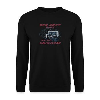 Fußballzubehör Geschenkidee Fußballfan - Unisex Pullover - Schwarz - Vorne - Alina (178cm) & Michal (187cm)