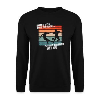 Fußballzubehör Geschenkidee Fußballfan - Unisex Pullover - Schwarz - Vorne - Alina (178cm) & Michal (187cm)