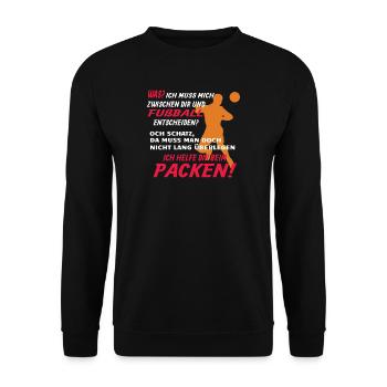 Fußballzubehör Geschenkidee Fußballfan - Unisex Pullover - Schwarz - Vorne - Alina (178cm) & Michal (187cm)
