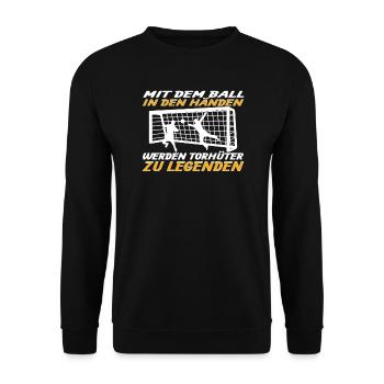 Fußballzubehör Geschenkidee Fußballfan - Unisex Pullover - Schwarz - Vorne - Alina (178cm) & Michal (187cm)