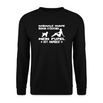 Hundezubehör Pudel Hundebesitzer - Unisex Pullover - Schwarz - Vorne - Alina (178cm) & Michal (187cm)