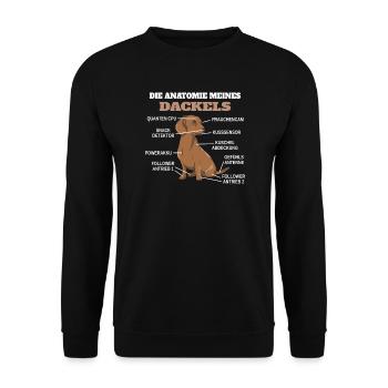 Hund Dackel Hundebesitzer Gechenkidee - Unisex Pullover - Schwarz - Vorne - Alina (178cm) & Michal (187cm)