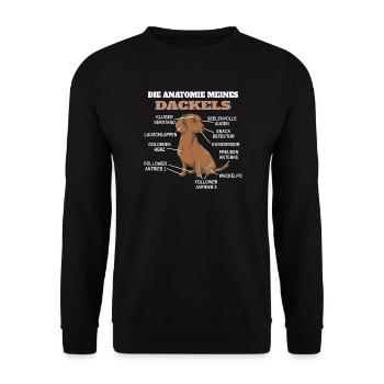 Hund Dackel Hundebesitzer Gechenkidee - Unisex Pullover - Schwarz - Vorne - Alina (178cm) & Michal (187cm)