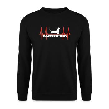 Hund Dackel Hundebesitzer Gechenkidee - Unisex Pullover - Schwarz - Vorne - Alina (178cm) & Michal (187cm)