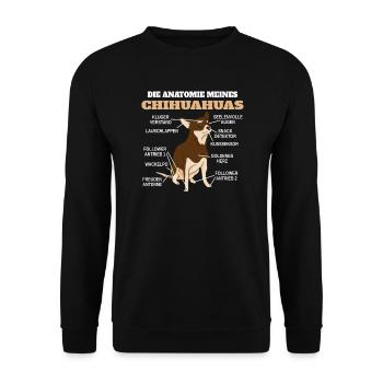 Hund Chihuahua Hundebesitzer Gechenkidee - Unisex Pullover - Schwarz - Vorne - Alina (178cm) & Michal (187cm)