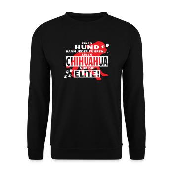 Hund Chihuahua Hundebesitzer Gechenkidee - Unisex Pullover - Schwarz - Vorne - Alina (178cm) & Michal (187cm)