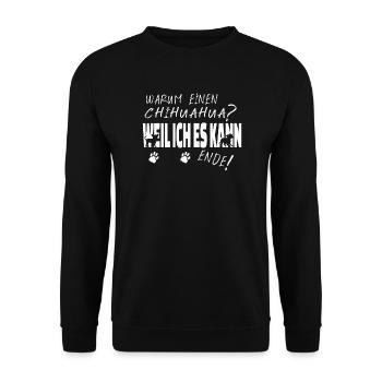 Hund Chihuahua Hundebesitzer Gechenkidee - Unisex Pullover - Schwarz - Vorne - Alina (178cm) & Michal (187cm)