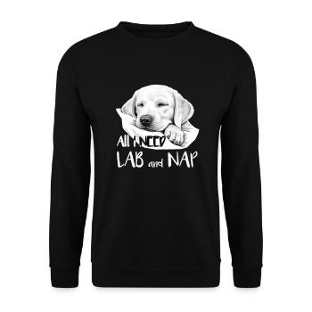 Labrador Hund Schlafen Niedlich Hundemama Welpe - Unisex Pullover - Schwarz - Vorne - Alina (178cm) & Michal (187cm)