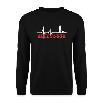 Hund Bulldogge Hundebesitzer Gechenkidee - Unisex Pullover - Schwarz - Vorne - Alina (178cm) & Michal (187cm)