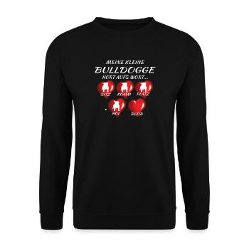 Hund Bulldogge Hundebesitzer Gechenkidee - Unisex Pullover - Schwarz - Vorne - Alina (178cm) & Michal (187cm)