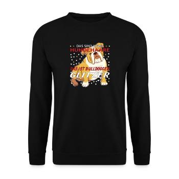 Hund Bulldogge Hundebesitzer Gechenkidee - Unisex Pullover - Schwarz - Vorne - Alina (178cm) & Michal (187cm)