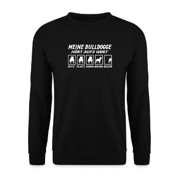 Hund Bulldogge Hundebesitzer Gechenkidee - Unisex Pullover - Schwarz - Vorne - Alina (178cm) & Michal (187cm)