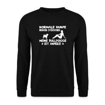 Hund Bulldogge Hundebesitzer Gechenkidee - Unisex Pullover - Schwarz - Vorne - Alina (178cm) & Michal (187cm)