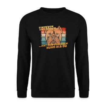 Hund Bulldogge Hundebesitzer Gechenkidee - Unisex Pullover - Schwarz - Vorne - Alina (178cm) & Michal (187cm)