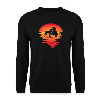 Hund Boxer Hundebesitzer Geschenkidee - Unisex Pullover - Schwarz - Vorne - Alina (178cm) & Michal (187cm)