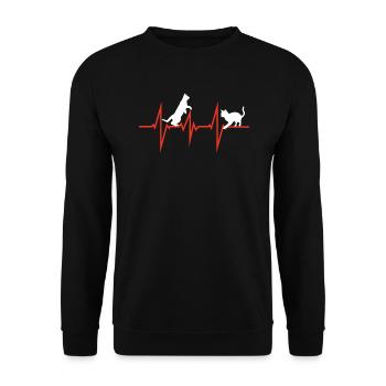 Cat Friend, Cat Accessories Gift - Unisex Sweatshirt - black - Front - Alina (178cm) & Michal (187cm)