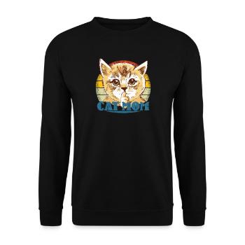 Cat Friend, Cat Accessories Gift - Unisex Sweatshirt - black - Front - Alina (178cm) & Michal (187cm)