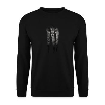 Katzenfreund, Katzenzubehör Geschenk - Unisex Pullover - Schwarz - Vorne - Alina (178cm) & Michal (187cm)