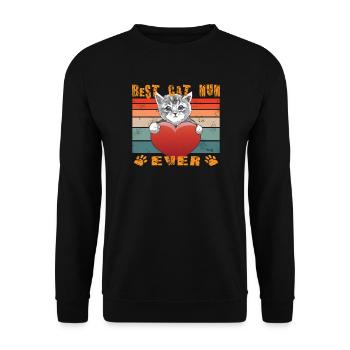 Katzenfreund, Katzenzubehör Geschenk - Unisex Pullover - Schwarz - Vorne - Alina (178cm) & Michal (187cm)
