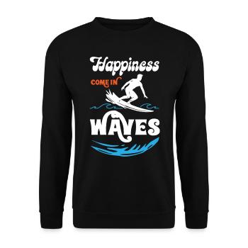 Happiness Comes In Waves Surfing - Unisex Sweatshirt - black - Front - Alina (178cm) & Michal (187cm)