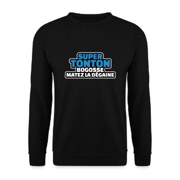 cadeau super tonton bogosse matez la degaine - Sweat-shirt Unisexe - noir - Devant - Alina (178cm) & Michal (187cm)