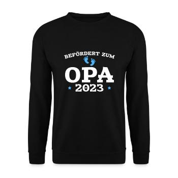 Werdender Opa 2023 Schwangerschaft Verkündung - Unisex Pullover - Schwarz - Vorne - Alina (178cm) & Michal (187cm)