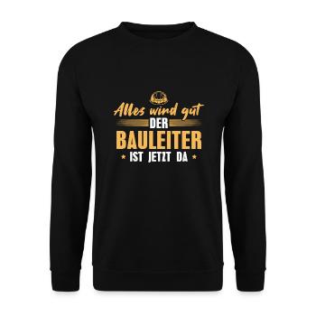 Baustelle Bauaufsicht Bauleiter - Unisex Pullover - Schwarz - Vorne - Alina (178cm) & Michal (187cm)