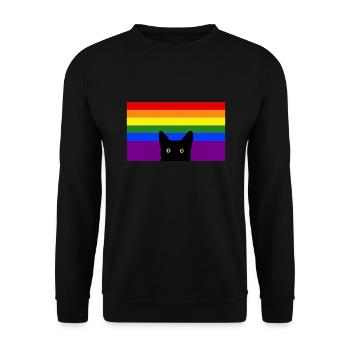 Chat jetant un coup d’œil sur le drapeau arc-en-ciel - Sweat-shirt Unisexe - noir - Devant - Alina (178cm) & Michal (187cm)