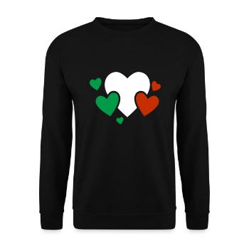 Italien Fahne Vintage Italienische Fahne Herzen - Unisex Pullover - Schwarz - Vorne - Alina (178cm) & Michal (187cm)