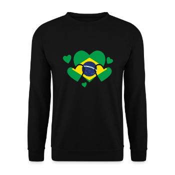Brasilien Flagge Brasilianische Fahne Südamerika - Unisex Pullover - Schwarz - Vorne - Alina (178cm) & Michal (187cm)