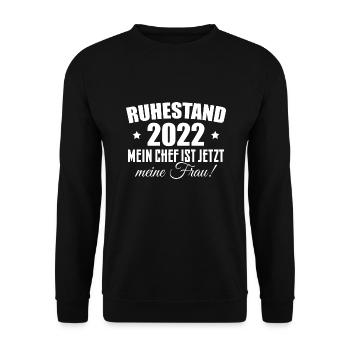 Ruhestand 2022 Rente Geschenk Männer - Unisex Pullover - Schwarz - Vorne - Alina (178cm) & Michal (187cm)