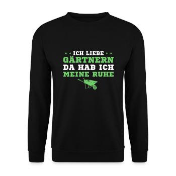 Gärtnern Da hab ich meine Ruhe Gärtner - Unisex Pullover - Schwarz - Vorne - Alina (178cm) & Michal (187cm)