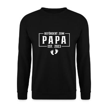 Schwangerschaft verkünden 2023 Werdender Papa - Unisex Pullover - Schwarz - Vorne - Alina (178cm) & Michal (187cm)