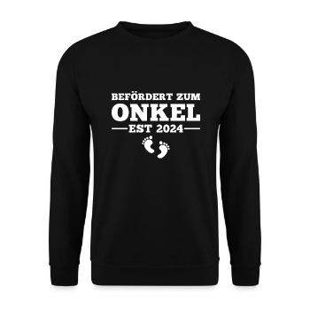 Befördert zum Onkel 2024 Werdender Patenonkel - Unisex Pullover - Schwarz - Vorne - Alina (178cm) & Michal (187cm)