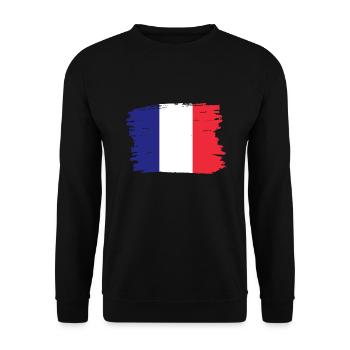 Frankreich Flagge Used Look Französische Fahne - Unisex Pullover - Schwarz - Vorne - Alina (178cm) & Michal (187cm)