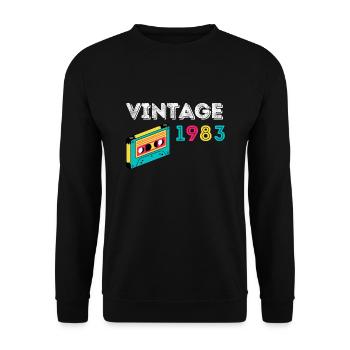 Vintage 1983 cassette 39 years old 1983 - Unisex Sweatshirt - black - Front - Alina (178cm) & Michal (187cm)