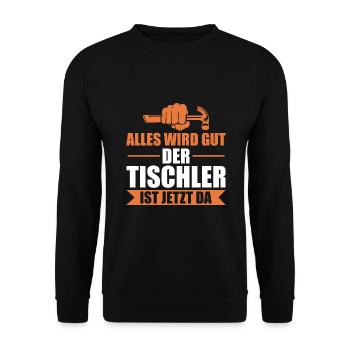Handwerk Meister Schreiner Tischler Geschenk - Unisex Pullover - Schwarz - Vorne - Alina (178cm) & Michal (187cm)