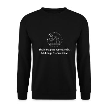 T-Shirt Sternzeichen Wassermann Astrologie - Unisex Pullover - Schwarz - Vorne - Alina (178cm) & Michal (187cm)