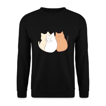 3 chats heureux - Sweat-shirt Unisexe - noir - Devant - Alina (178cm) & Michal (187cm)